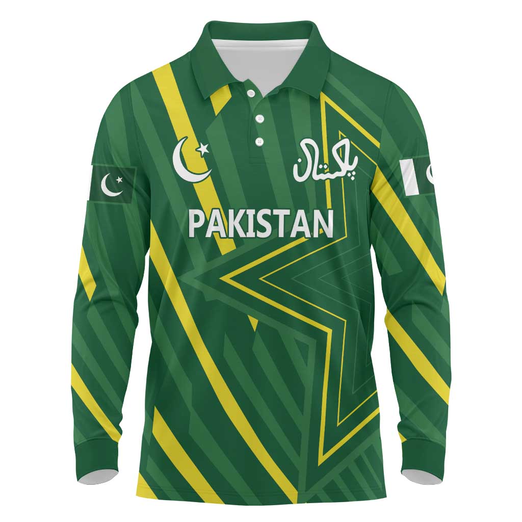 Pakistan Cricket Custom Long Sleeve Polo Shirt Shaheen Falcon Go Champions - Wonder Print Shop