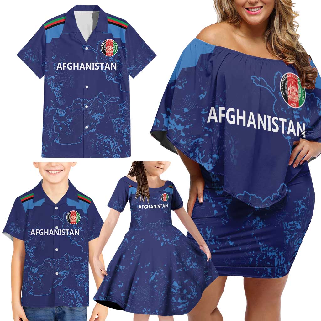 Afghan Atalans Cricket Custom Family Matching Off Shoulder Short Dress and Hawaiian Shirt Afghanistan Map with Sporty Style LT9 - Wonder Print Shop