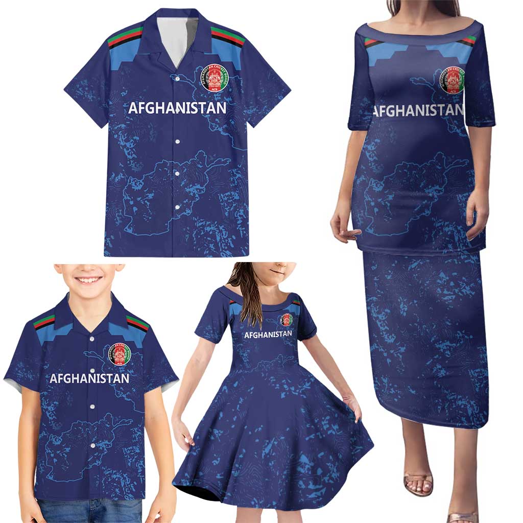 Afghan Atalans Cricket Custom Family Matching Puletasi and Hawaiian Shirt Afghanistan Map with Sporty Style - Wonder Print Shop