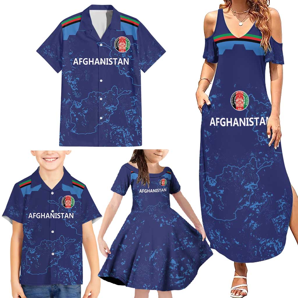 Afghan Atalans Cricket Custom Family Matching Summer Maxi Dress and Hawaiian Shirt Afghanistan Map with Sporty Style - Wonder Print Shop