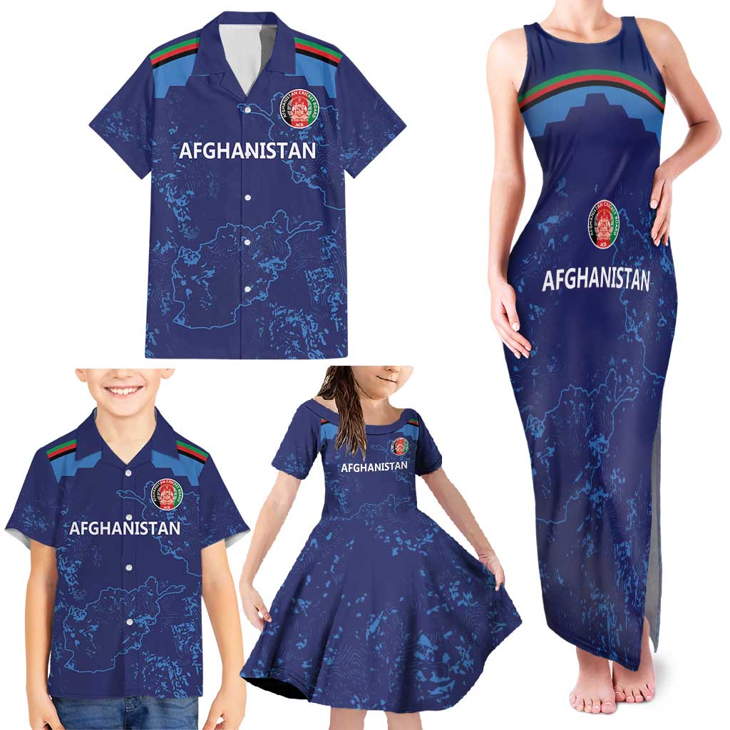 Afghan Atalans Cricket Custom Family Matching Tank Maxi Dress and Hawaiian Shirt Afghanistan Map with Sporty Style - Wonder Print Shop