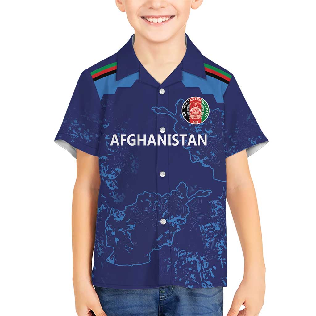 Afghan Atalans Cricket Custom Kid Hawaiian Shirt Afghanistan Map with Sporty Style - Wonder Print Shop