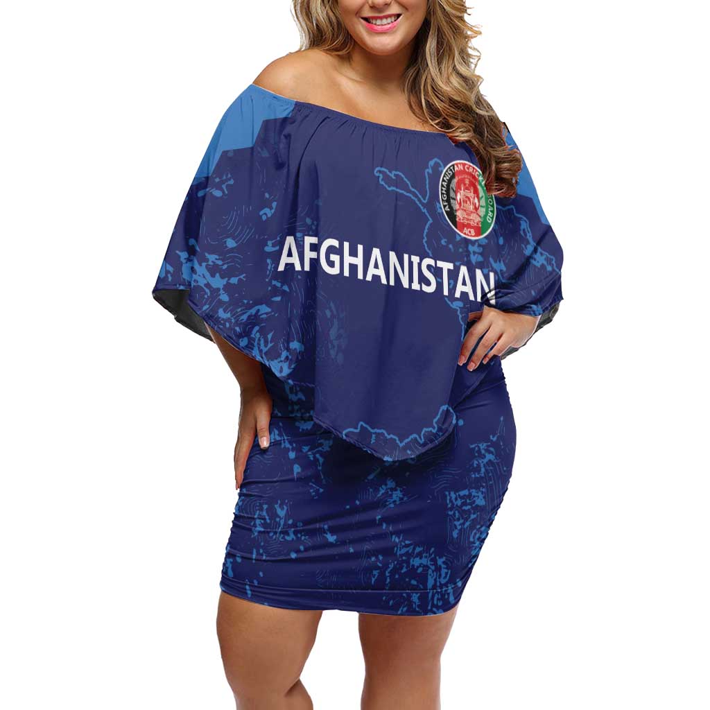 Afghan Atalans Cricket Custom Off Shoulder Short Dress Afghanistan Map with Sporty Style - Wonder Print Shop