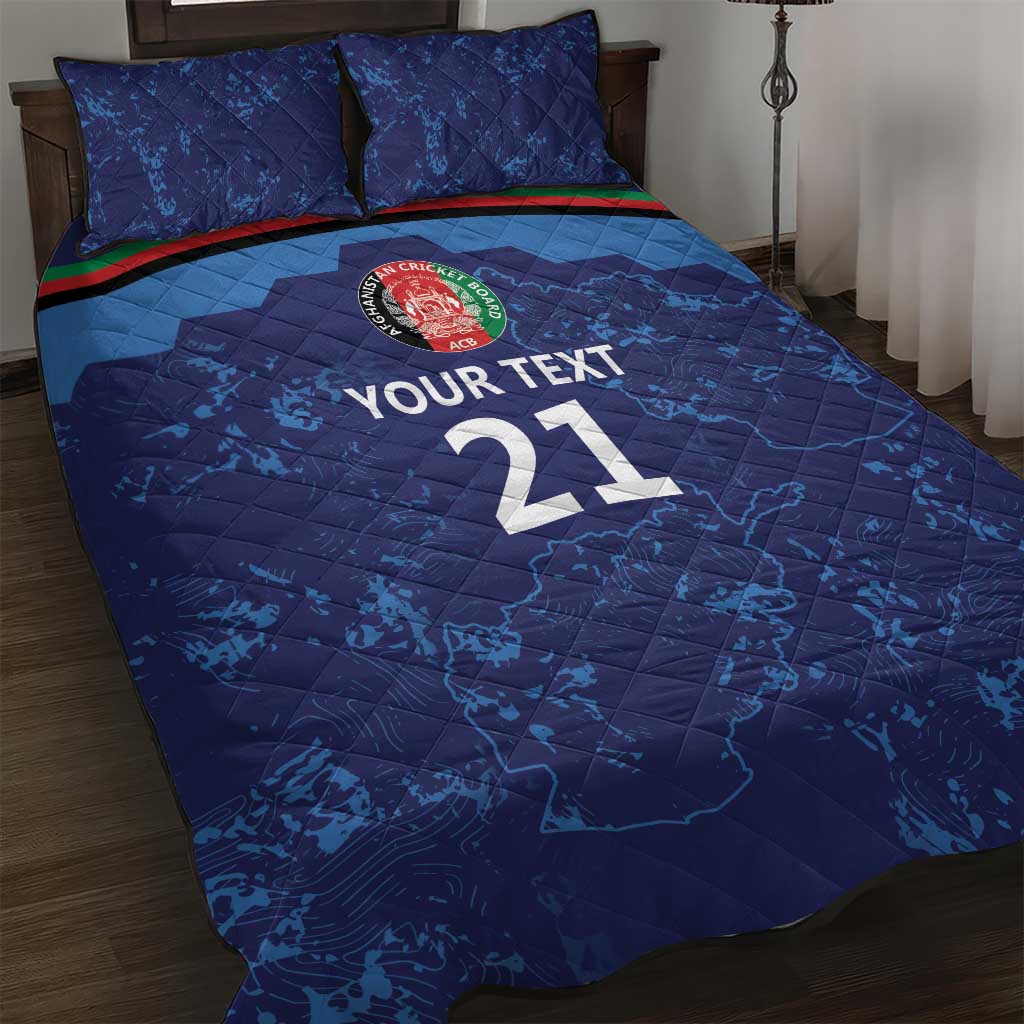 Afghan Atalans Cricket Custom Quilt Bed Set Afghanistan Map with Sporty Style - Wonder Print Shop