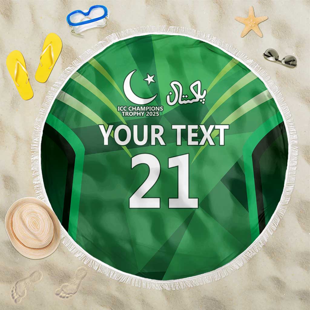 Pakistan Cricket Custom Beach Blanket The Green Shirts with Sporty Pattern LT9 - Wonder Print Shop