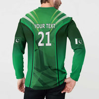 Green button-front sweatshirt back view with 'YOUR TEXT' and '21' number