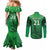 Pakistan Cricket Custom Couples Matching Mermaid Dress and Long Sleeve Button Shirt The Green Shirts with Sporty Pattern