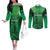 Pakistan Cricket Custom Couples Matching Off The Shoulder Long Sleeve Dress and Long Sleeve Button Shirt The Green Shirts with Sporty Pattern