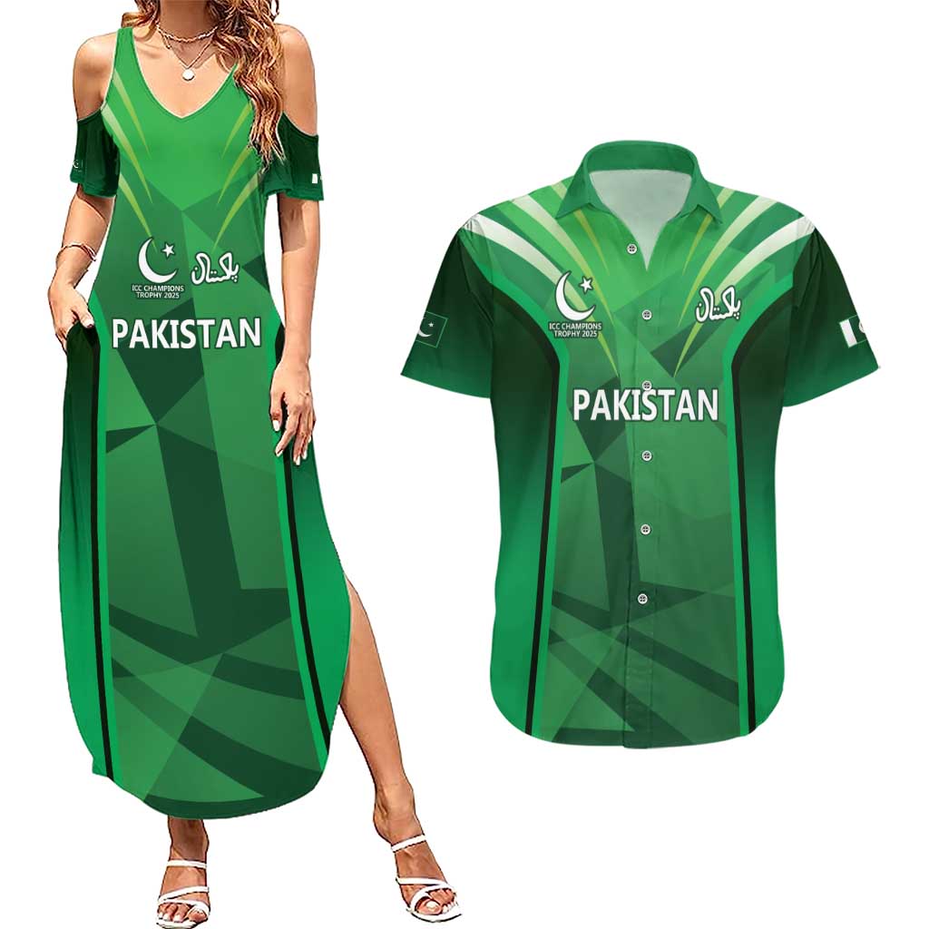 Pakistan Cricket Custom Couples Matching Summer Maxi Dress and Hawaiian Shirt The Green Shirts with Sporty Pattern LT9 - Wonder Print Shop