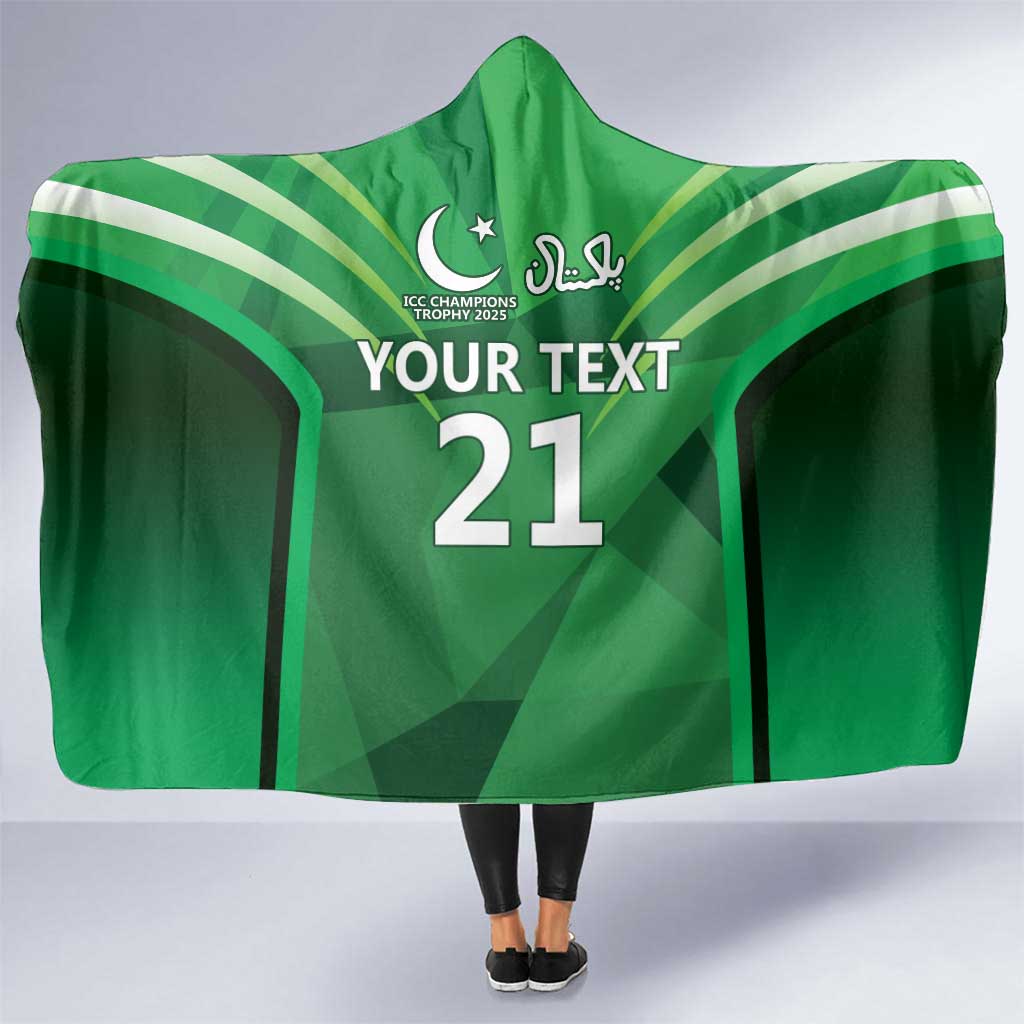 Pakistan Cricket Custom Hooded Blanket The Green Shirts with Sporty Pattern