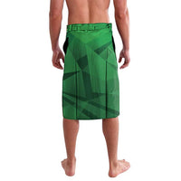 Green lavalava wrap skirt with geometric sporty pattern and elastic waistband