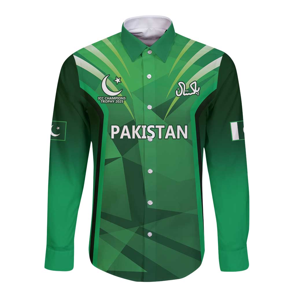 Pakistan Cricket Custom Long Sleeve Button Shirt The Green Shirts with Sporty Pattern - Wonder Print Shop