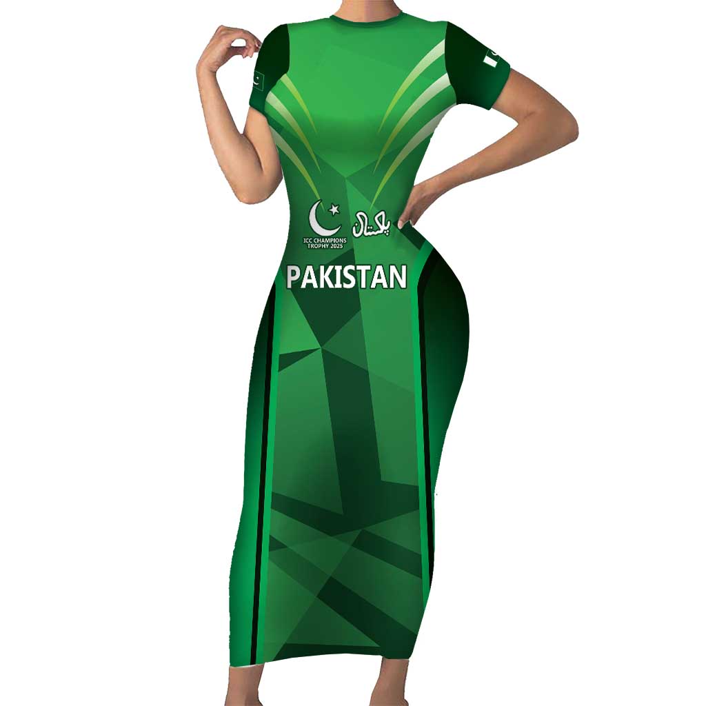 Pakistan Cricket Custom Short Sleeve Bodycon Dress The Green Shirts with Sporty Pattern