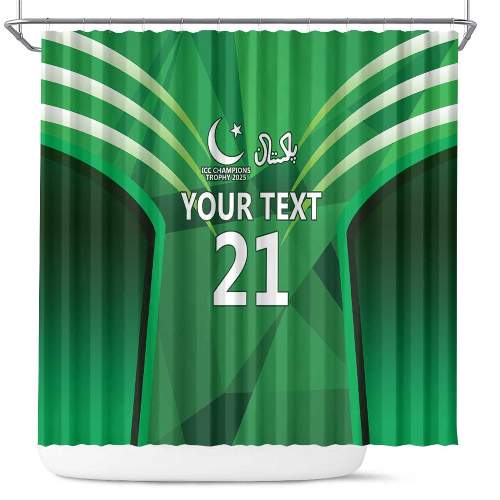 Pakistan Cricket Custom Shower Curtain The Green Shirts with Sporty Pattern