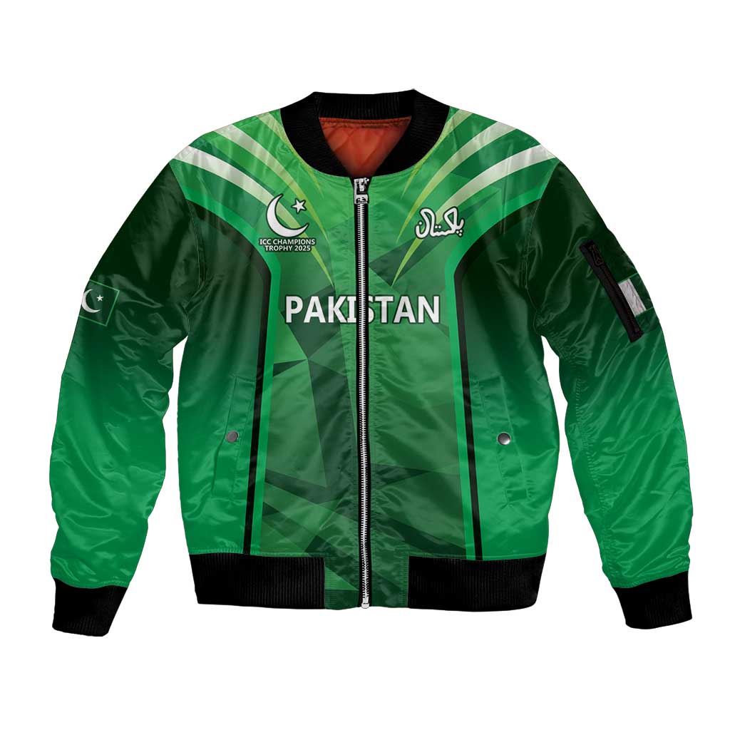 Pakistan Cricket Custom Sleeve Zip Bomber Jacket The Green Shirts with Sporty Pattern