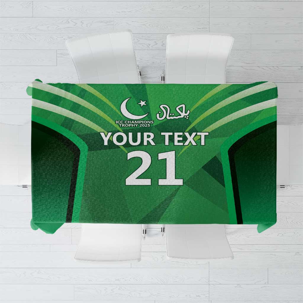 Pakistan Cricket Custom Tablecloth The Green Shirts with Sporty Pattern