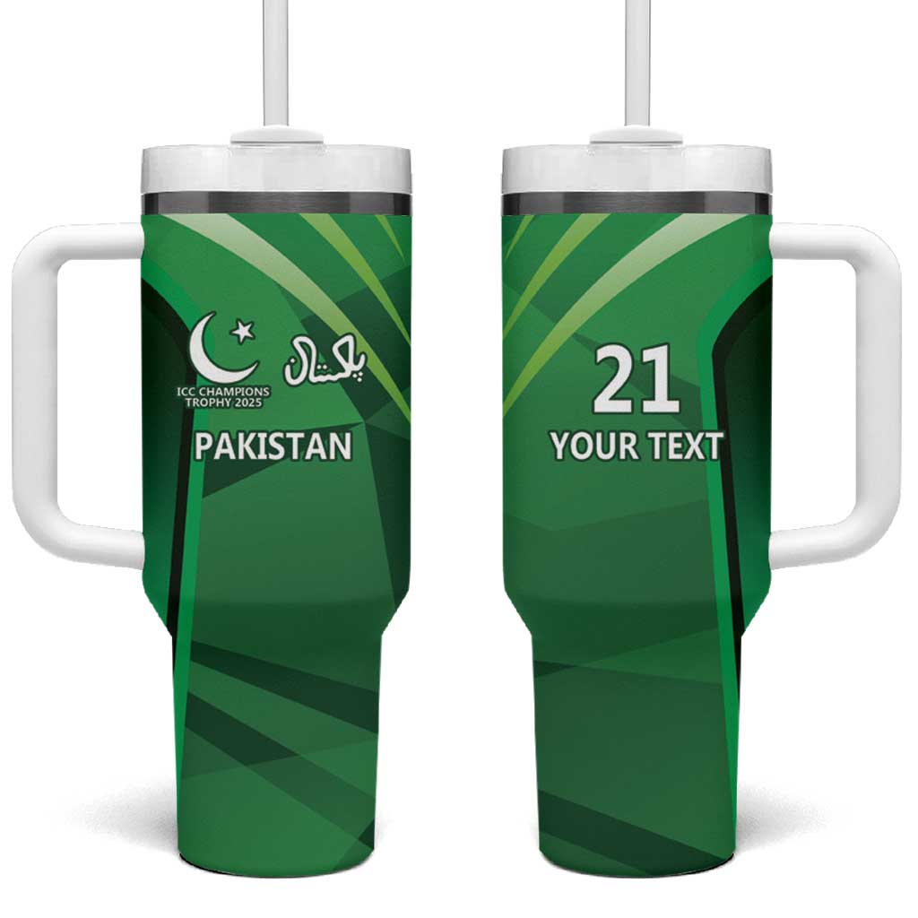 Pakistan Cricket Custom Tumbler With Handle The Green Shirts with Sporty Pattern