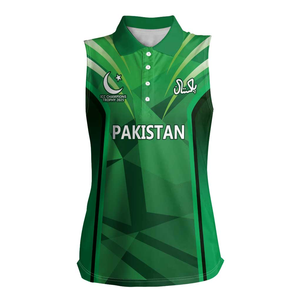 Pakistan Cricket Custom Women Sleeveless Polo Shirt The Green Shirts with Sporty Pattern