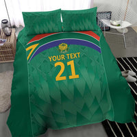 Green South Africa cricket bedding set with duvet and 2 pillowcases, crest above 'Your text 21'