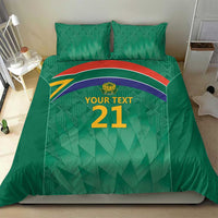 Green South Africa cricket bedding set, duvet and 2 pillowcases, crest and large '21' text