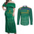 South Africa Cricket Custom Couples Matching Off Shoulder Maxi Dress and Long Sleeve Button Shirt Proteas Green LT9 - Wonder Print Shop