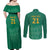 South Africa Cricket Custom Couples Matching Off Shoulder Maxi Dress and Long Sleeve Button Shirt Proteas Green LT9 - Wonder Print Shop