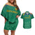 South Africa Cricket Custom Couples Matching Off Shoulder Short Dress and Hawaiian Shirt Proteas Green LT9 - Wonder Print Shop