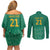 South Africa Cricket Custom Couples Matching Off Shoulder Short Dress and Long Sleeve Button Shirt Proteas Green LT9 - Wonder Print Shop