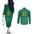 South Africa Cricket Custom Couples Matching Off The Shoulder Long Sleeve Dress and Long Sleeve Button Shirt Proteas Green