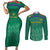 South Africa Cricket Custom Couples Matching Short Sleeve Bodycon Dress and Long Sleeve Button Shirt Proteas Green LT9 - Wonder Print Shop