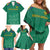 South Africa Cricket Custom Family Matching Off Shoulder Short Dress and Hawaiian Shirt Proteas Green LT9 - Wonder Print Shop