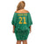 South Africa Cricket Custom Family Matching Off Shoulder Short Dress and Hawaiian Shirt Proteas Green LT9 - Wonder Print Shop