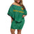 South Africa Cricket Custom Off Shoulder Short Dress Proteas Green - Wonder Print Shop