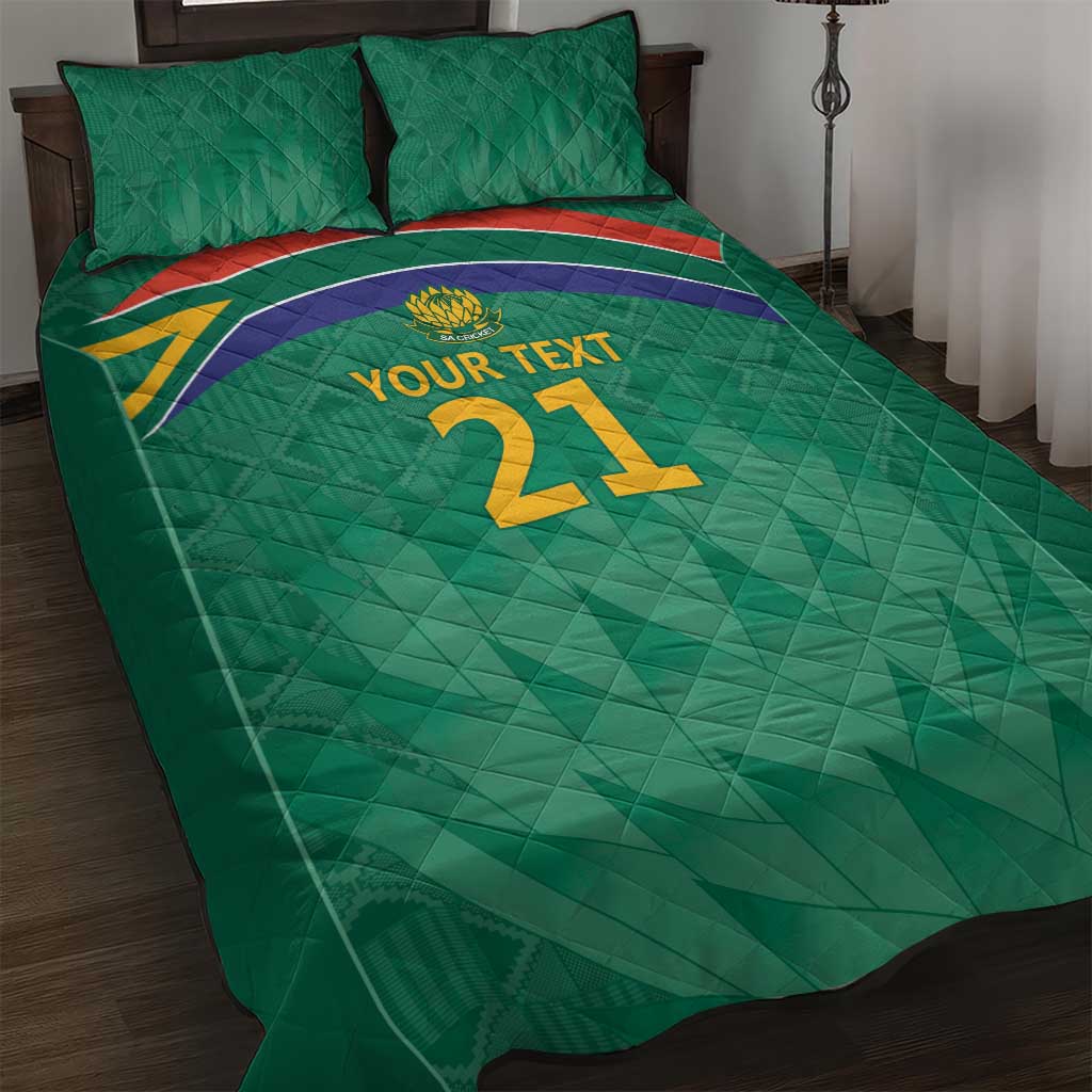 South Africa Cricket Custom Quilt Bed Set Proteas Green