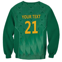Green cricket sweatshirt back with Your Text and large 21 number