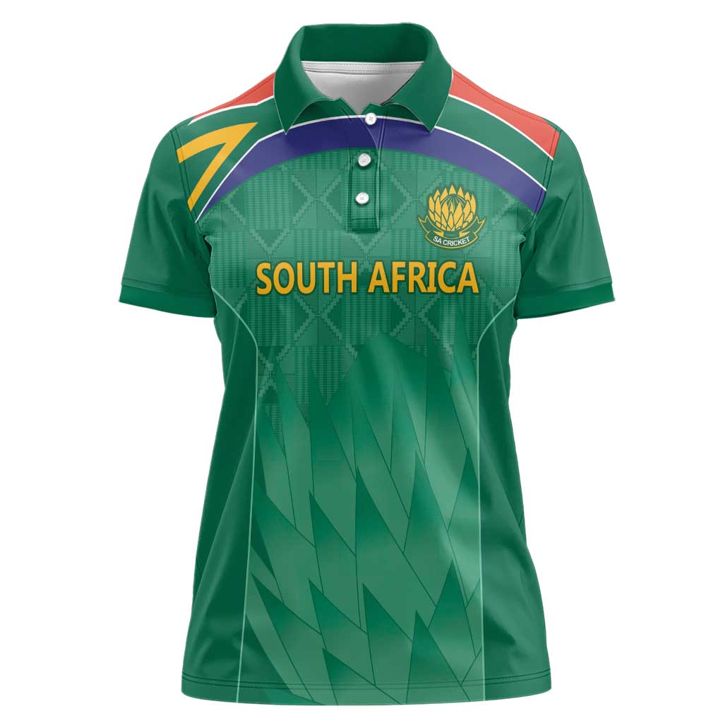 South Africa Cricket Custom Women Polo Shirt Proteas Green