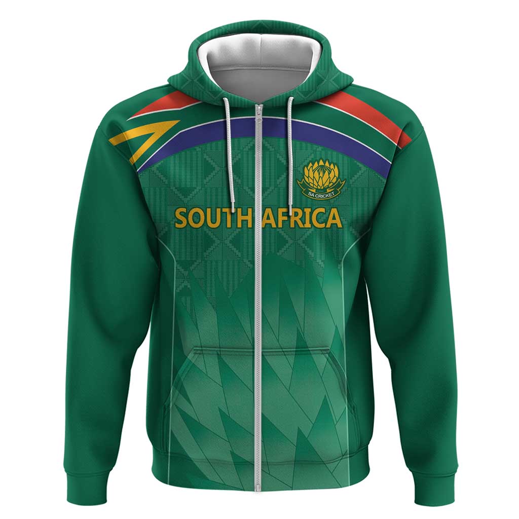 South Africa Cricket Custom Zip Hoodie Proteas Green - Wonder Print Shop