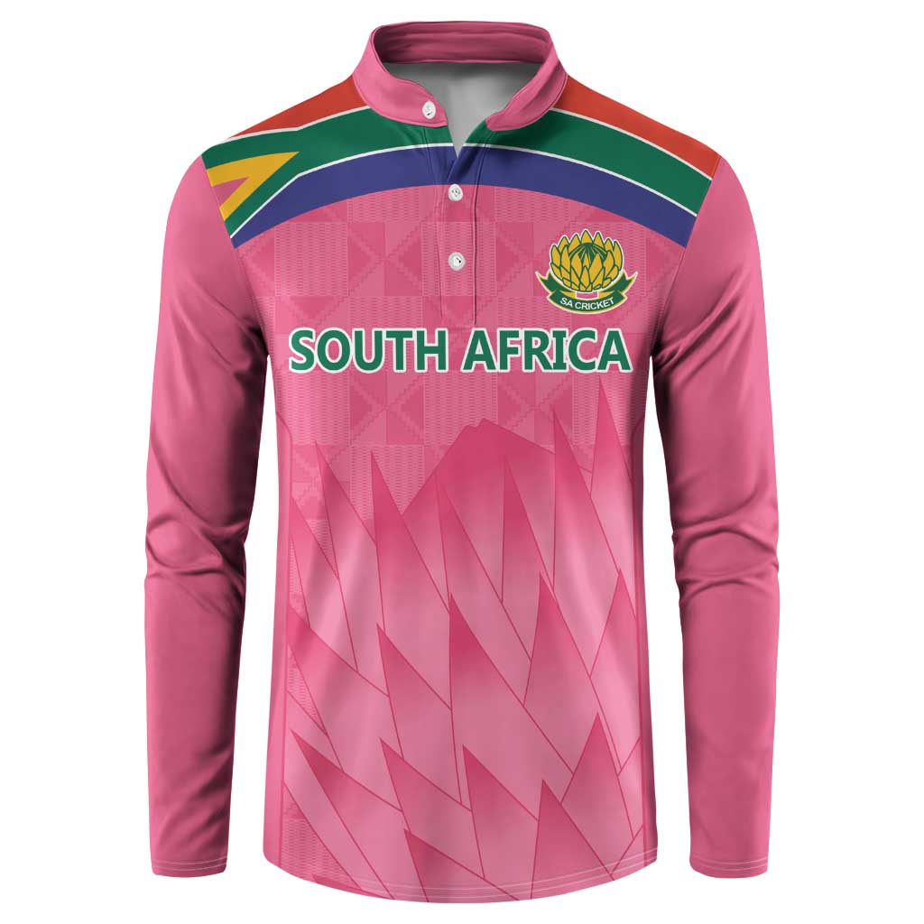 South Africa Cricket Custom Button Sweatshirt Proteas Pink LT9 - Wonder Print Shop