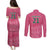 South Africa Cricket Custom Couples Matching Puletasi and Long Sleeve Button Shirt Proteas Pink LT9 - Wonder Print Shop