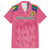 South Africa Cricket Custom Family Matching Off The Shoulder Long Sleeve Dress and Hawaiian Shirt Proteas Pink - Wonder Print Shop