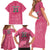 South Africa Cricket Custom Family Matching Short Sleeve Bodycon Dress and Hawaiian Shirt Proteas Pink - Wonder Print Shop