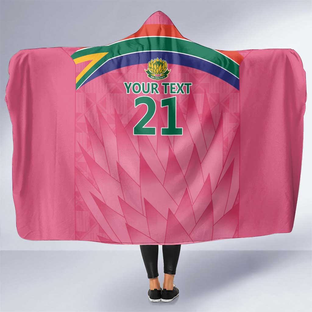 South Africa Cricket Custom Hooded Blanket Proteas Pink