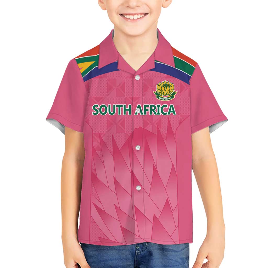 South Africa Cricket Custom Kid Hawaiian Shirt Proteas Pink - Wonder Print Shop