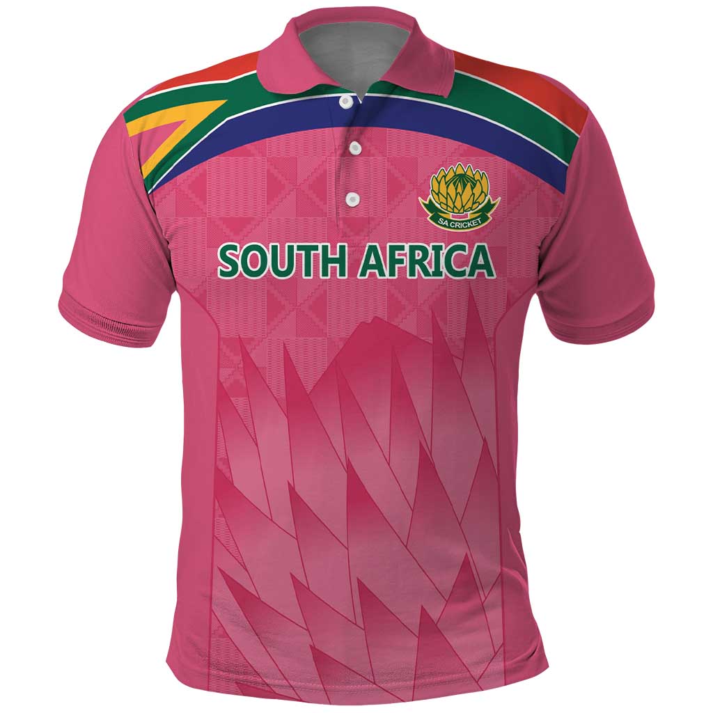 South Africa Cricket Custom Polo Shirt Proteas Pink - Wonder Print Shop