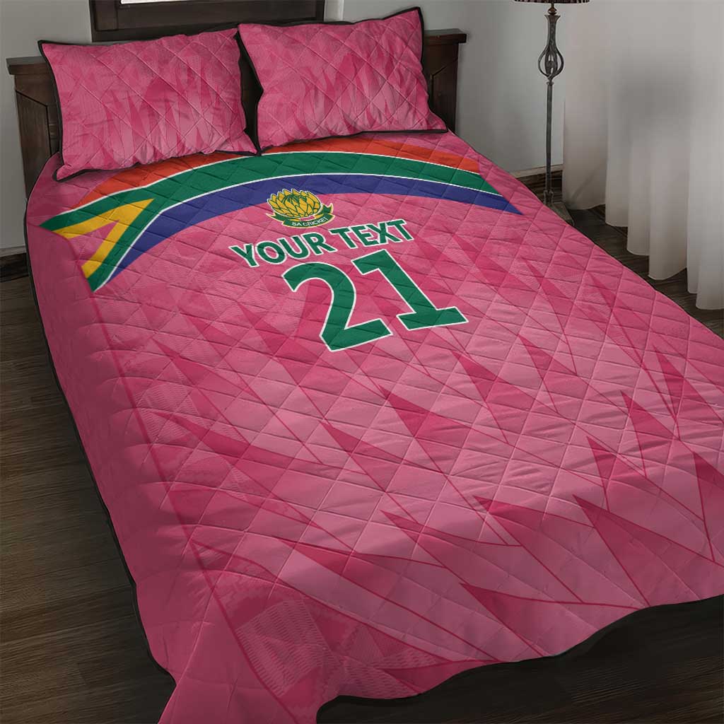 South Africa Cricket Custom Quilt Bed Set Proteas Pink