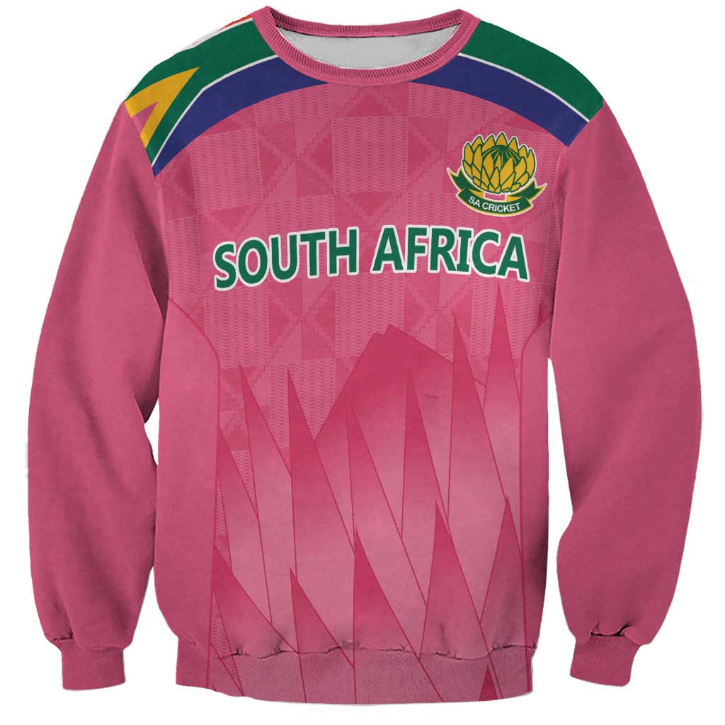 South Africa Cricket Custom Sweatshirt Proteas Pink