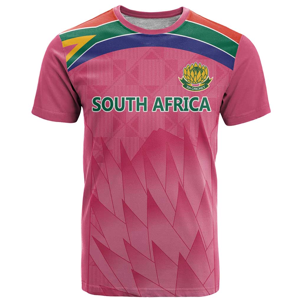 South Africa Cricket Custom T Shirt Proteas Pink