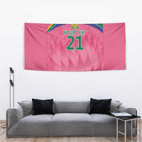 Pink cricket tapestry with Proteas crest and custom 'YOUR TEXT 21' lettering