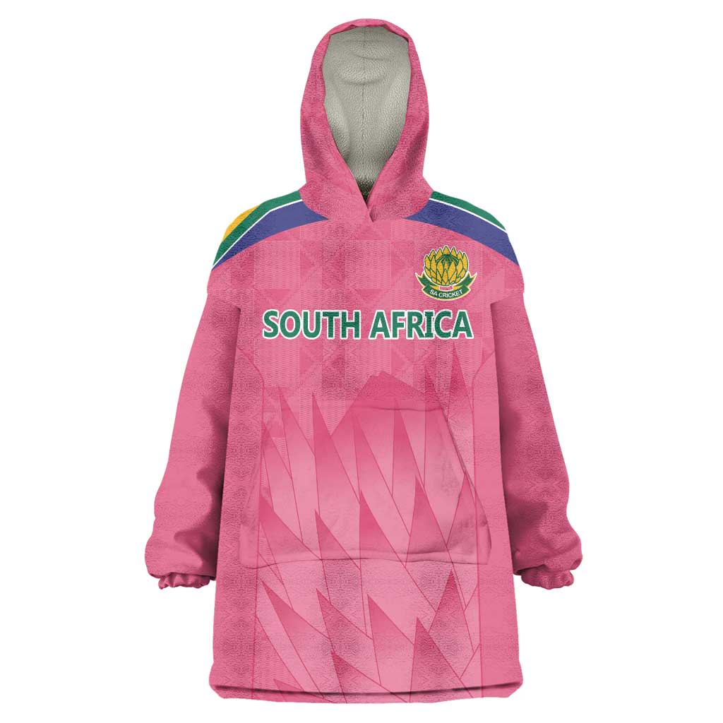 South Africa Cricket Custom Wearable Blanket Hoodie Proteas Pink