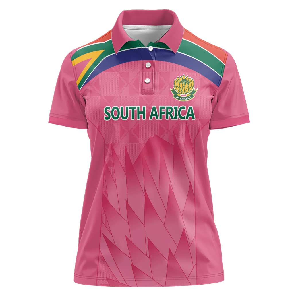 South Africa Cricket Custom Women Polo Shirt Proteas Pink - Wonder Print Shop